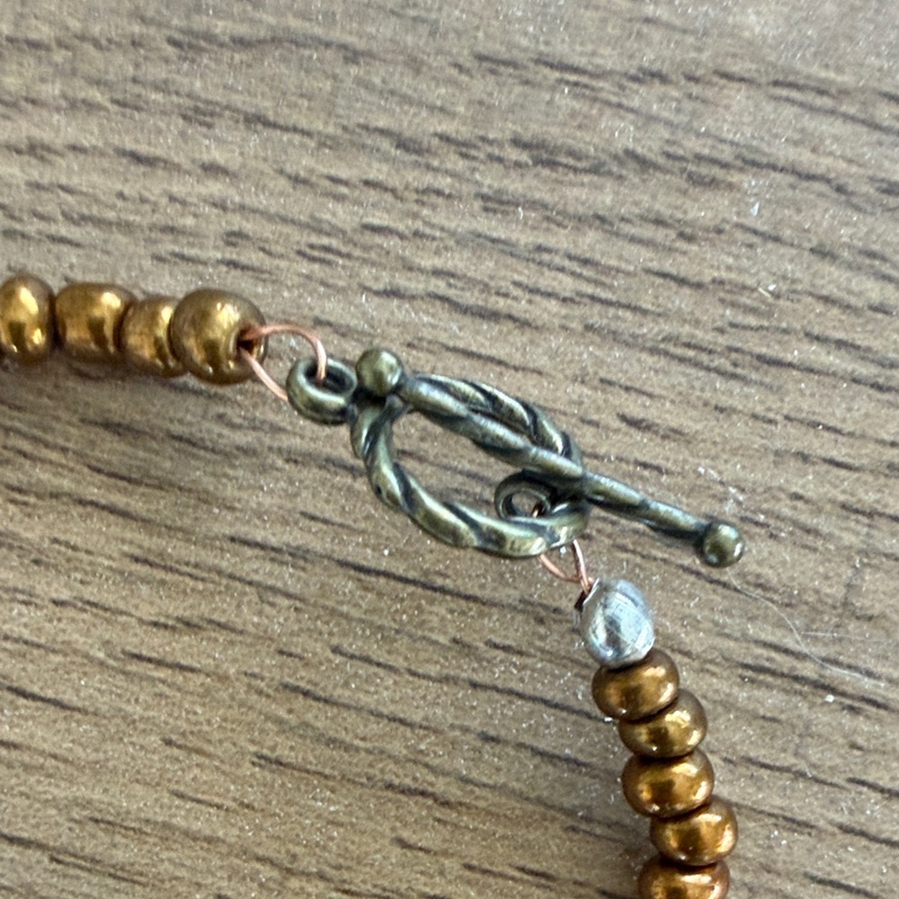 Turquoise and Bronze Beaded Bracelet - Picture 4 of 6